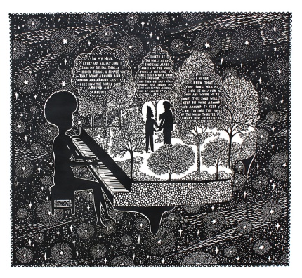 [‘Your Song Was my Song’ (2013), Hand-cut Paper, 610mm x 645mm]